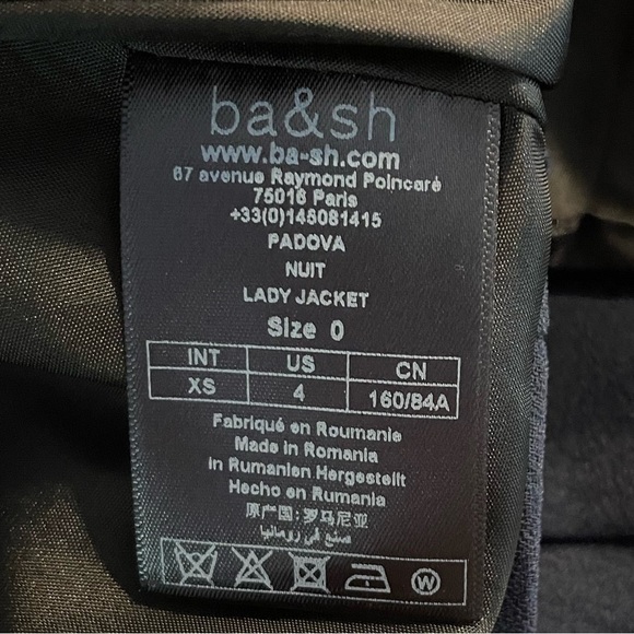 BA&SH Padova Belted Jacket Blazer Navy US size 4 - Picture 6 of 11